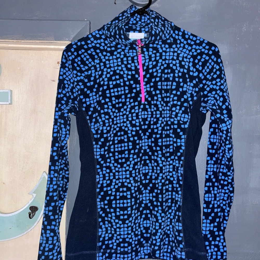 Stylish Blue and Black Patterned Teddy Jacket